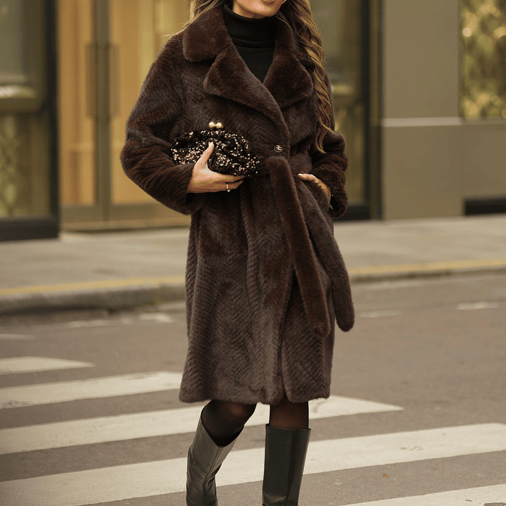 Casaco de pelo comprido com cinto Ferrache 1