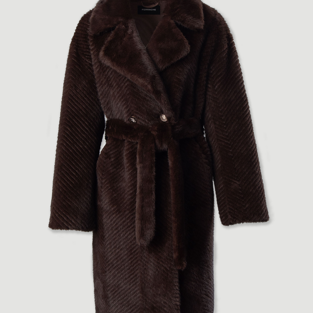 Casaco de pelo comprido com cinto Ferrache 3