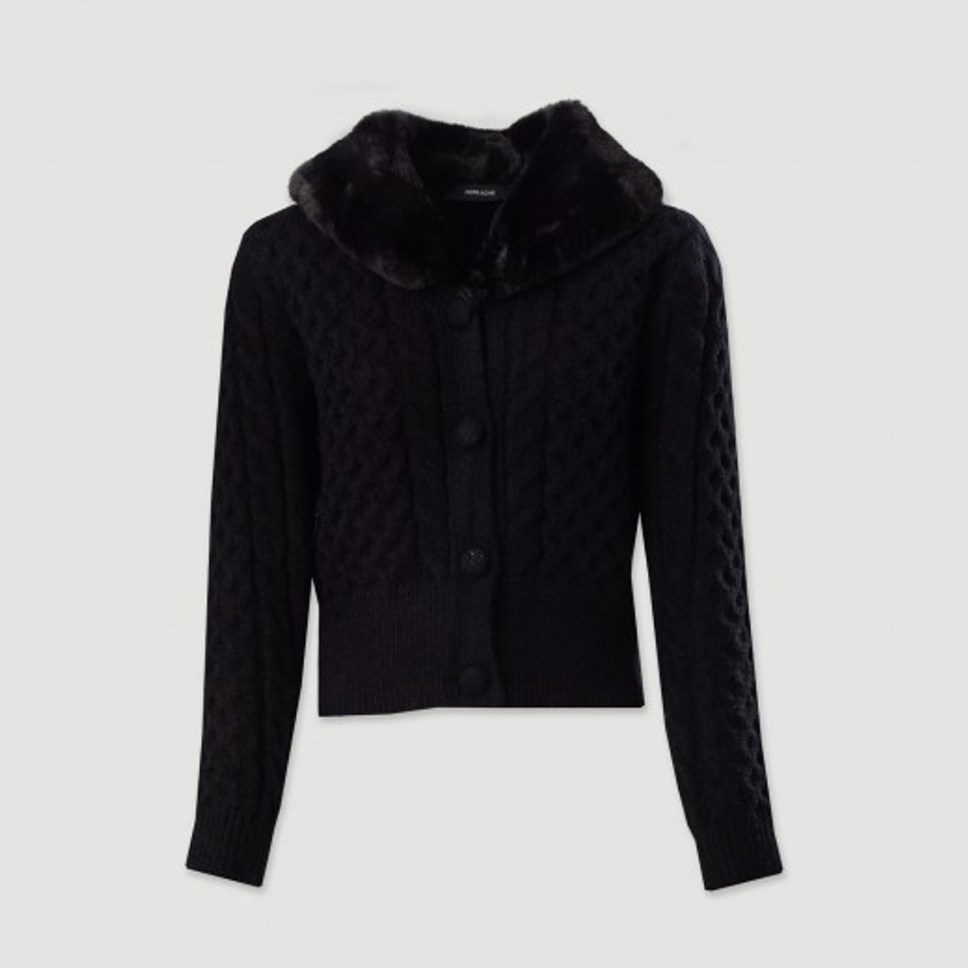  Casaco de malha  Ferrache com gola em pelo  3