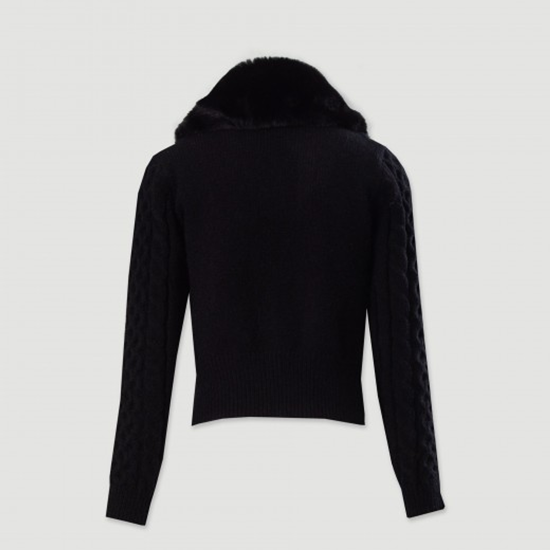  Casaco de malha  Ferrache com gola em pelo  4