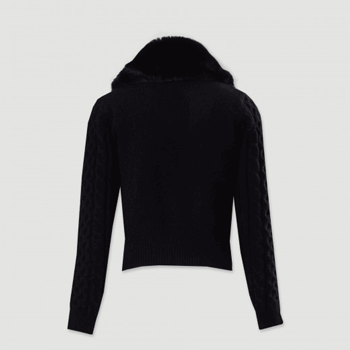  Casaco de malha  Ferrache com gola em pelo  4