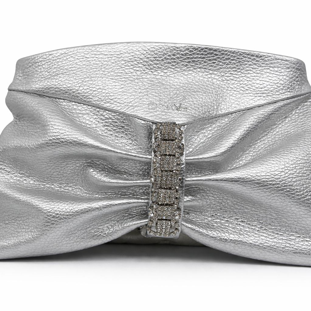 Dona V Silver Clutch Bag with Glitter 1