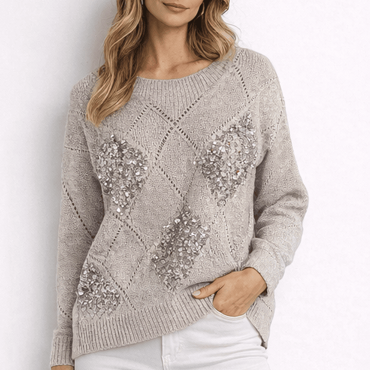 Camisola Maittè malha lantejoulas prateadas  1