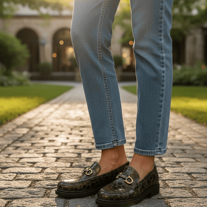 Mocassins em pele com padrão animal print 2