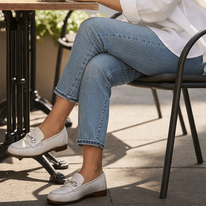 Mocassins em pele com efeito croco 2