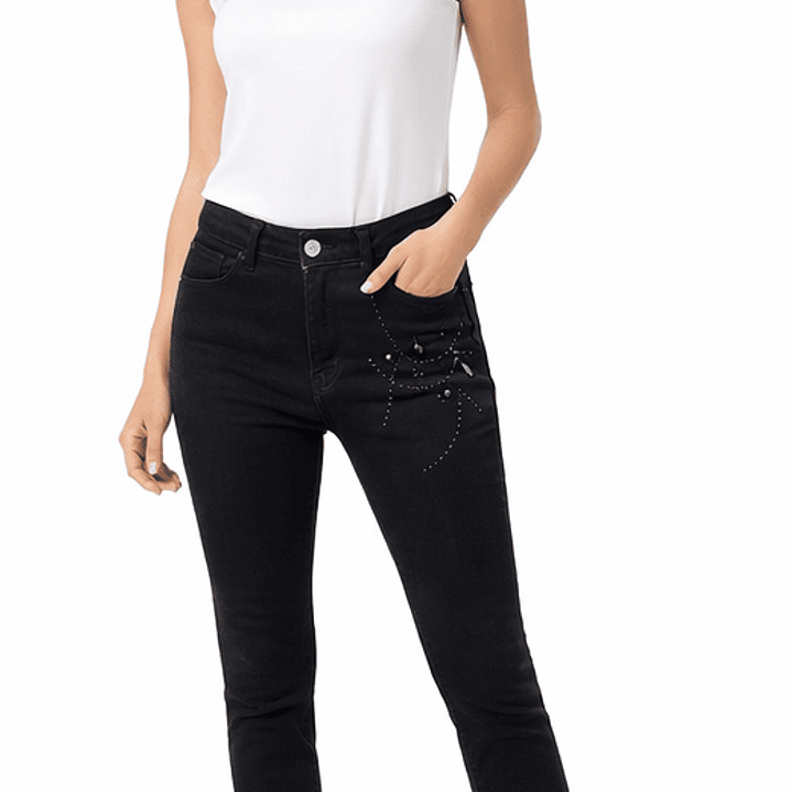 Jeans pretas com pedraria 1