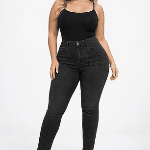 Calças Miss You pretas com pedraria