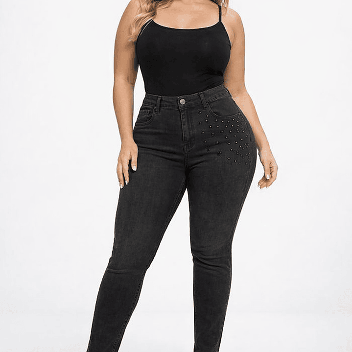 Calças Miss You pretas com pedraria 1