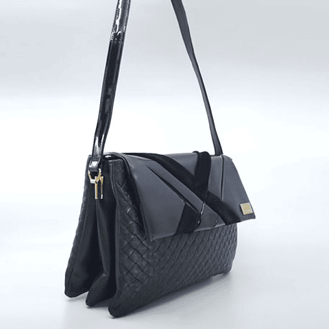 Mala preta charol losangos Dona V