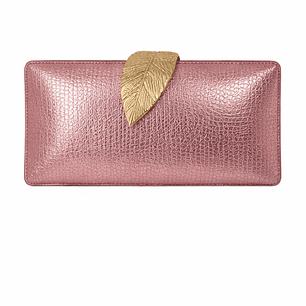 Mala clutch rosa dourado