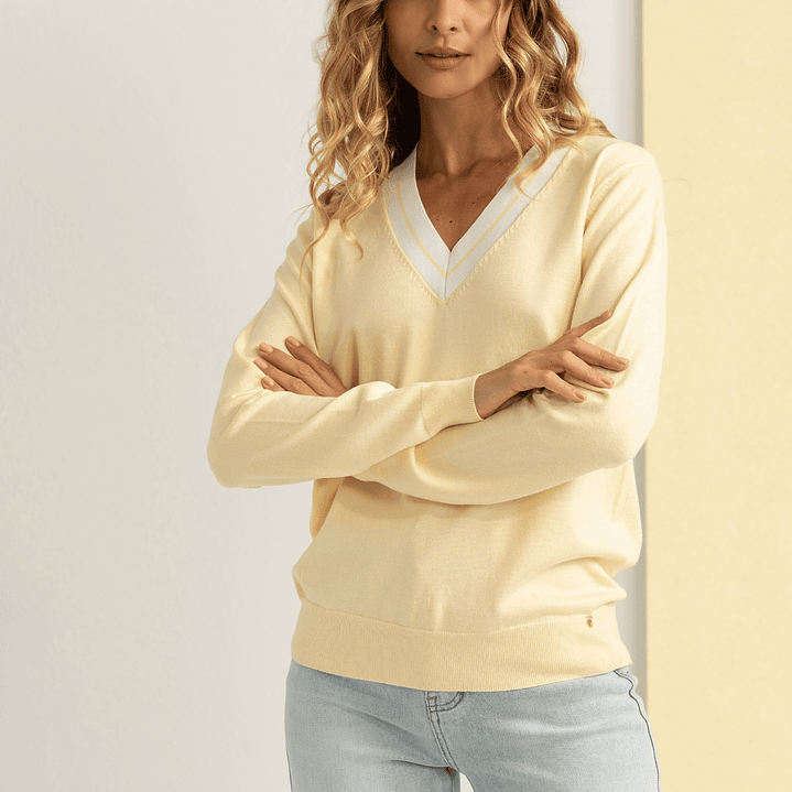 Camisola malha decote V Ferrache   4