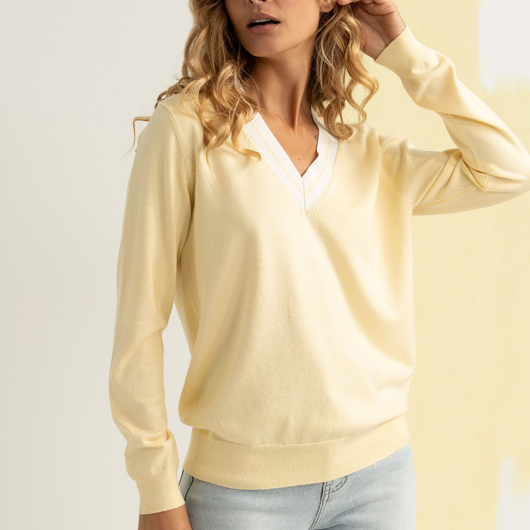 Camisola malha decote V Ferrache   5