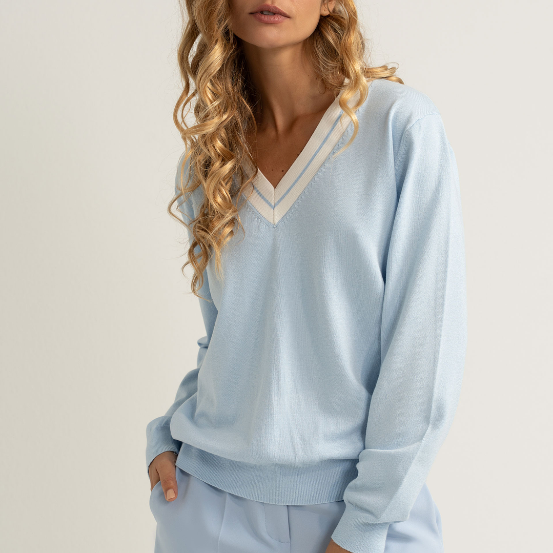 Camisola malha decote V Ferrache   10