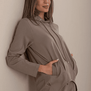 Sweater sportswear taupé capuz Ferrache 