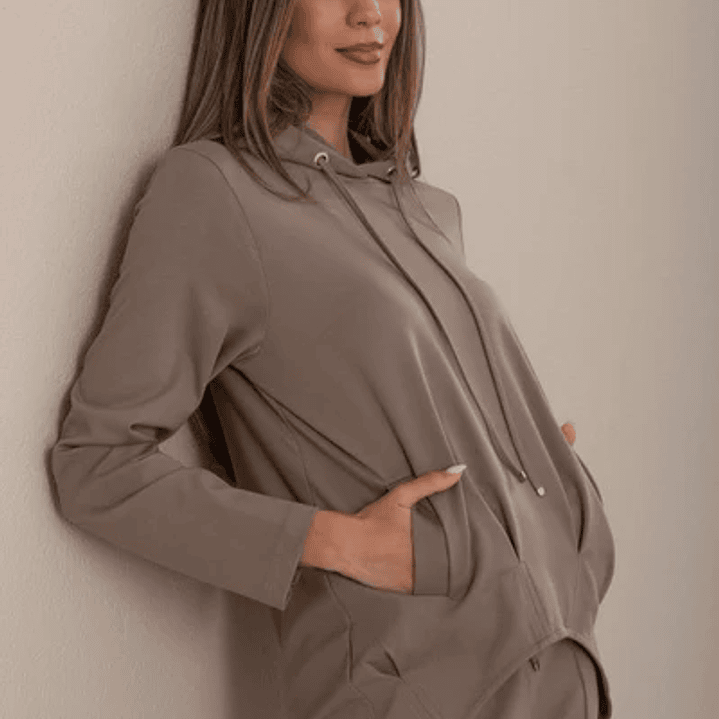 Sweater sportswear taupé capuz Ferrache  1