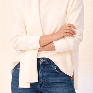 Camisola túnica malha cachecol 