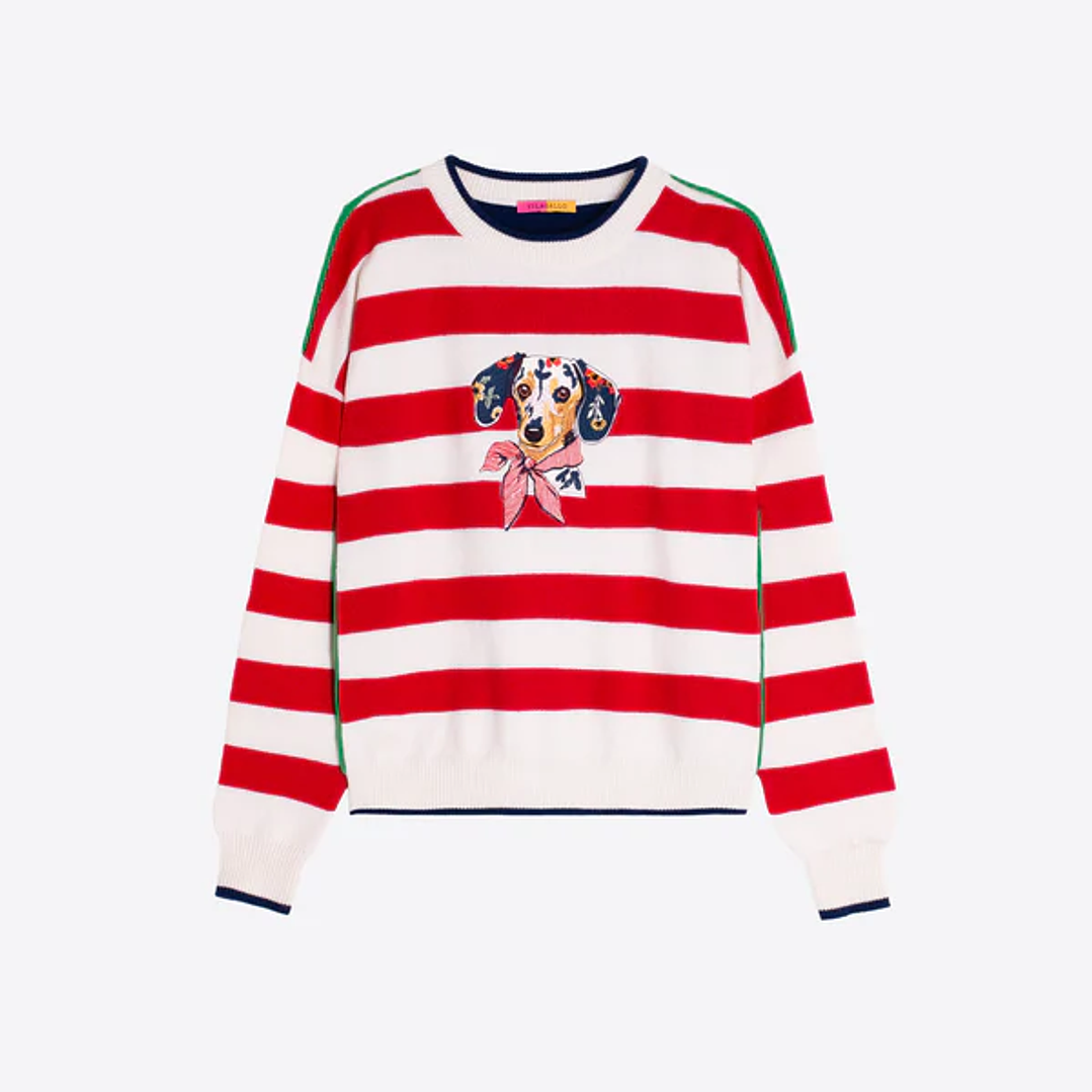 Camisola malha riscas cão dachshund Vilagallo 1