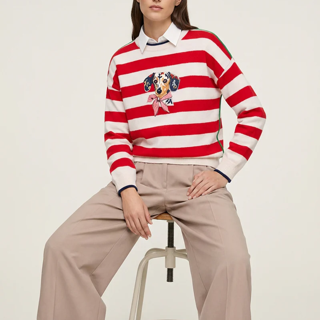 Camisola malha riscas cão dachshund Vilagallo 2