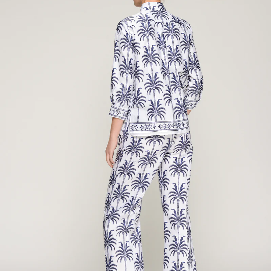 Calça direita pernas largas tucanos palmeiras 4