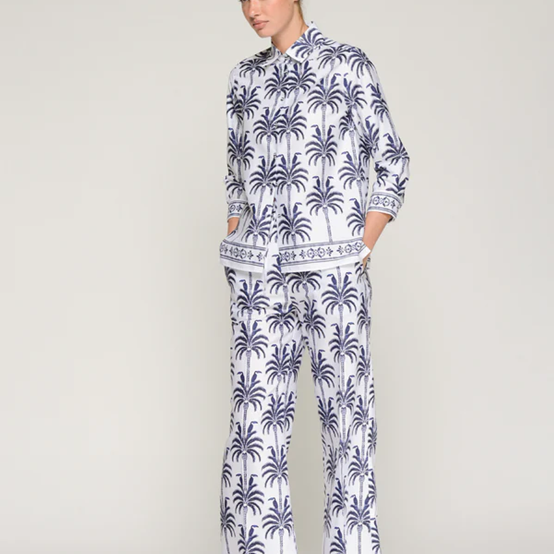 Calça direita pernas largas tucanos palmeiras 2