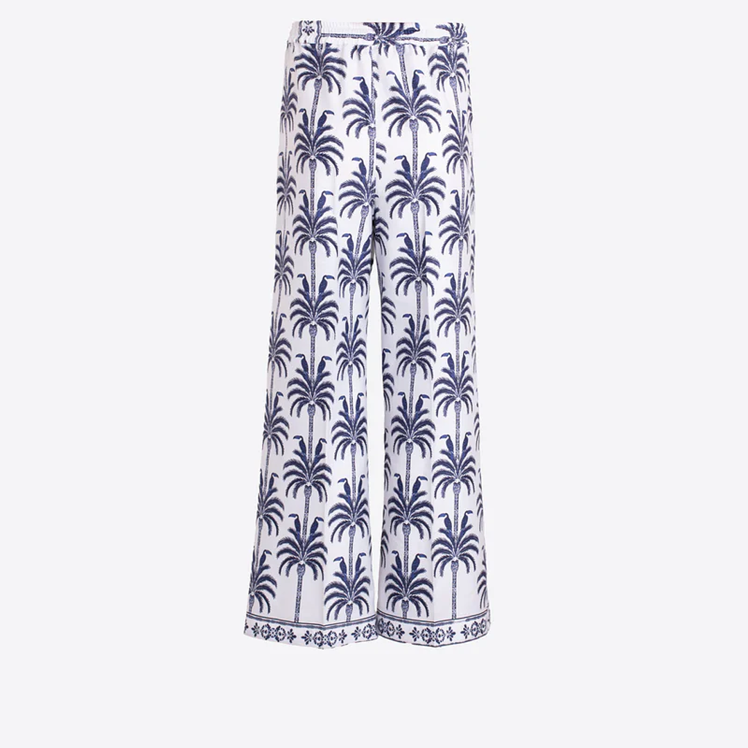 Calça direita pernas largas tucanos palmeiras 3