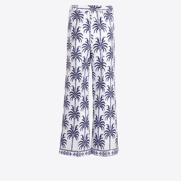 Calça direita pernas largas tucanos palmeiras 3