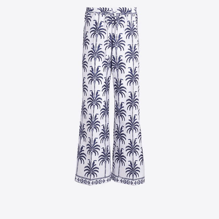 Calça direita pernas largas tucanos palmeiras 1