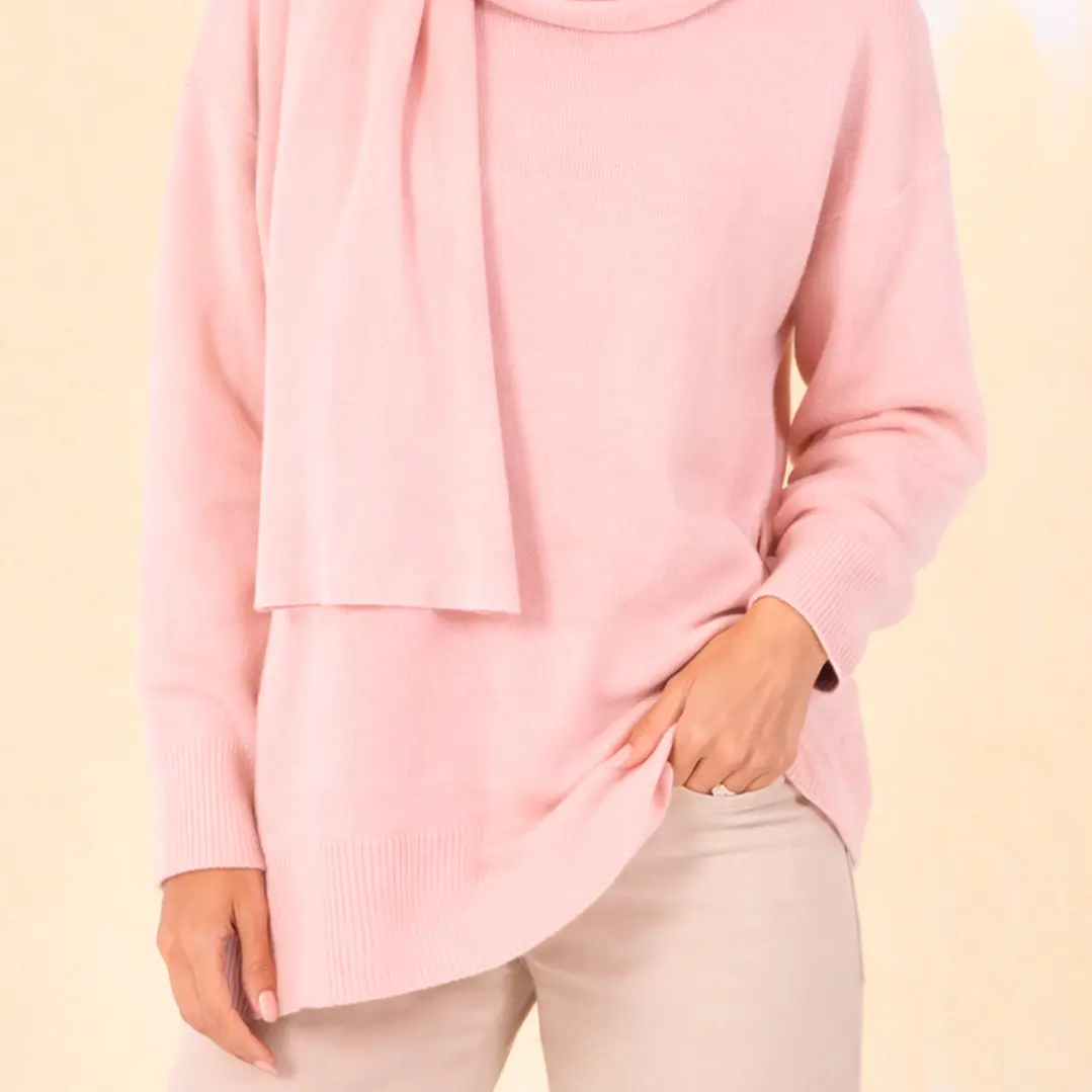 Camisola túnica malha cachecol  17