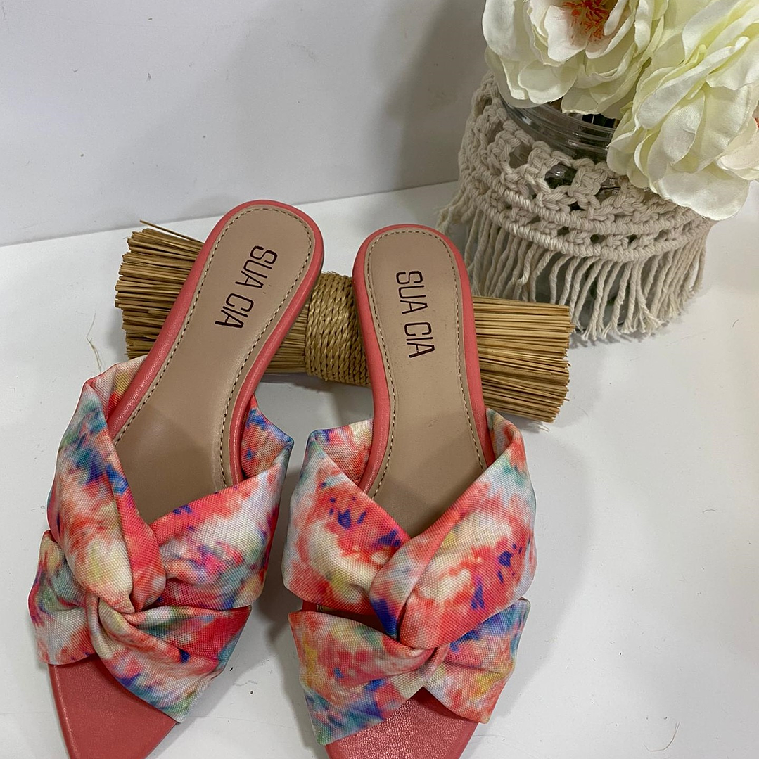 Chinelas linho estampado 1