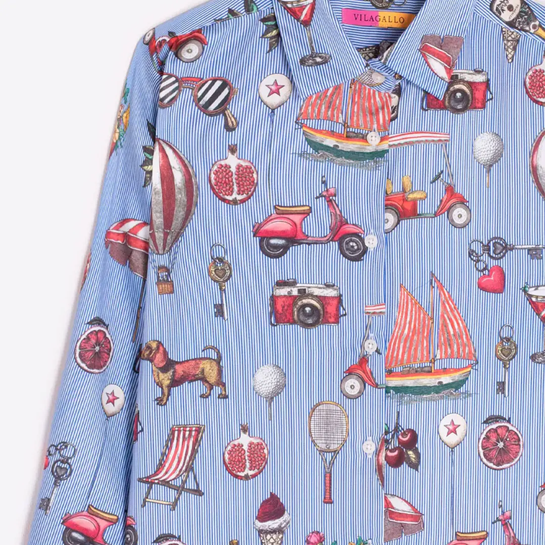 Camisa azul estampado vintage Vilagallo 2