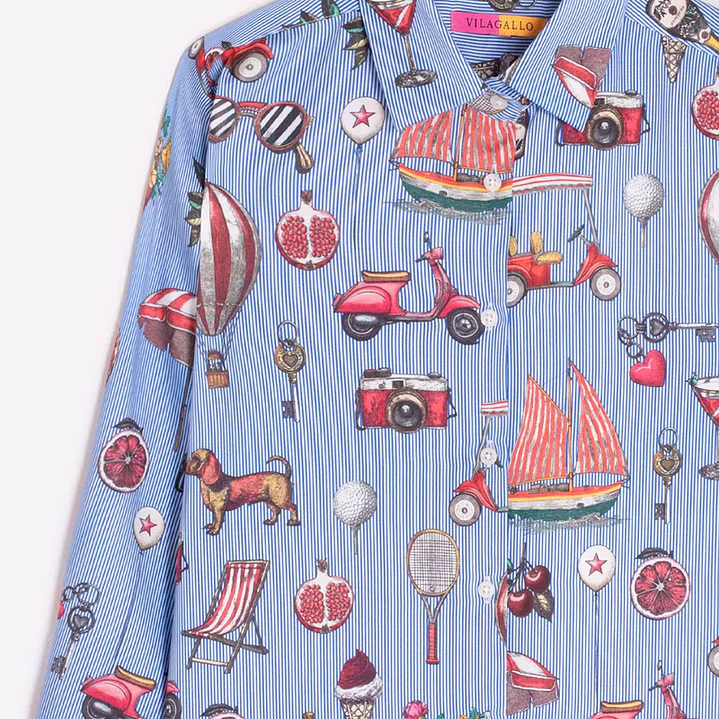 Camisa azul estampado vintage Vilagallo 2