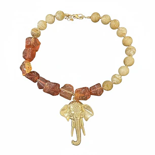 Colar pedras naturais com elefante