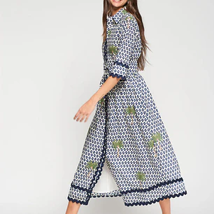 Vestido Ikat palmeiras