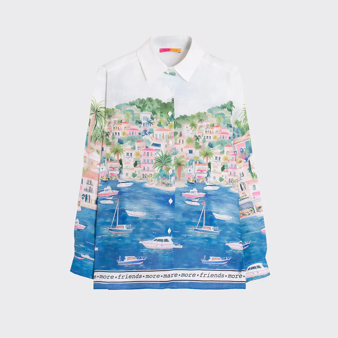 Camisa linho Vilagallo estampada Puerto Banus 1