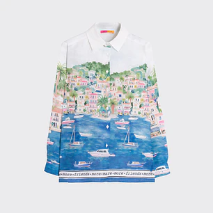 Camisa linho Vilagallo estampada Puerto Banus