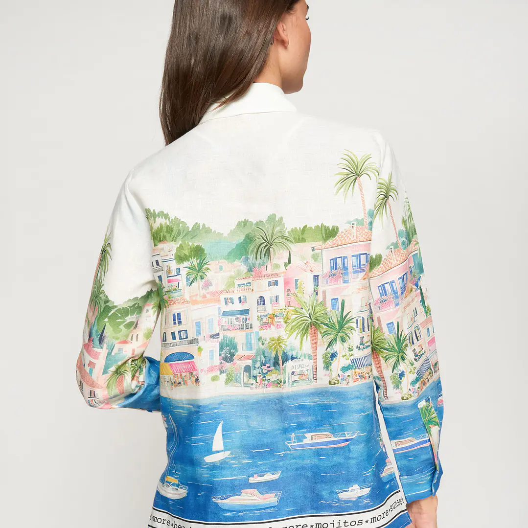 Camisa linho Vilagallo estampada Puerto Banus 3