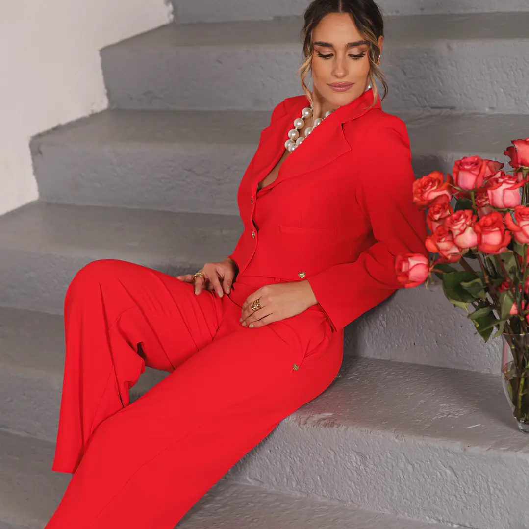 Blazer cropped vermelho Miss You 2