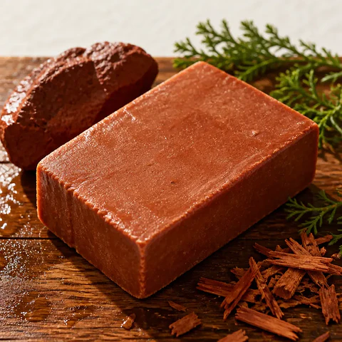 Jabón de Arcilla Roja y Cedro — 100 g