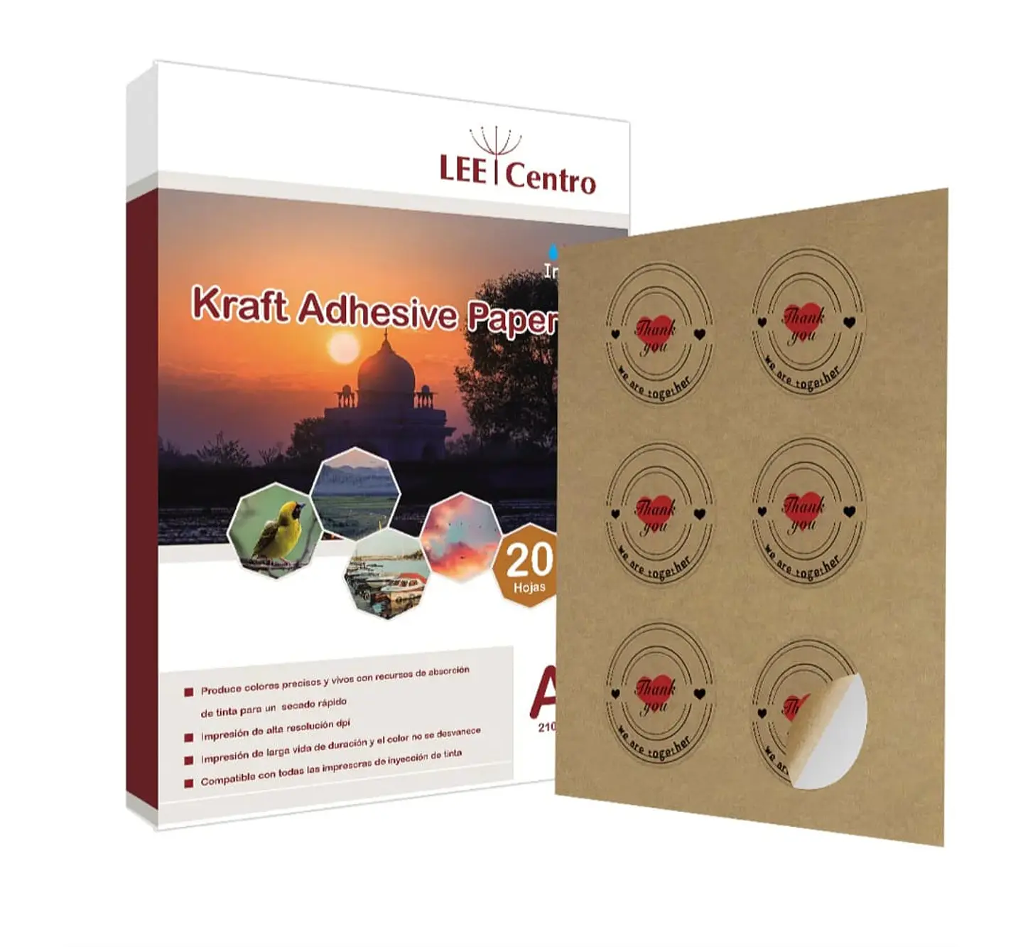 PAPEL ADHESIVO  KRAFT A4  20 HOJAS  1