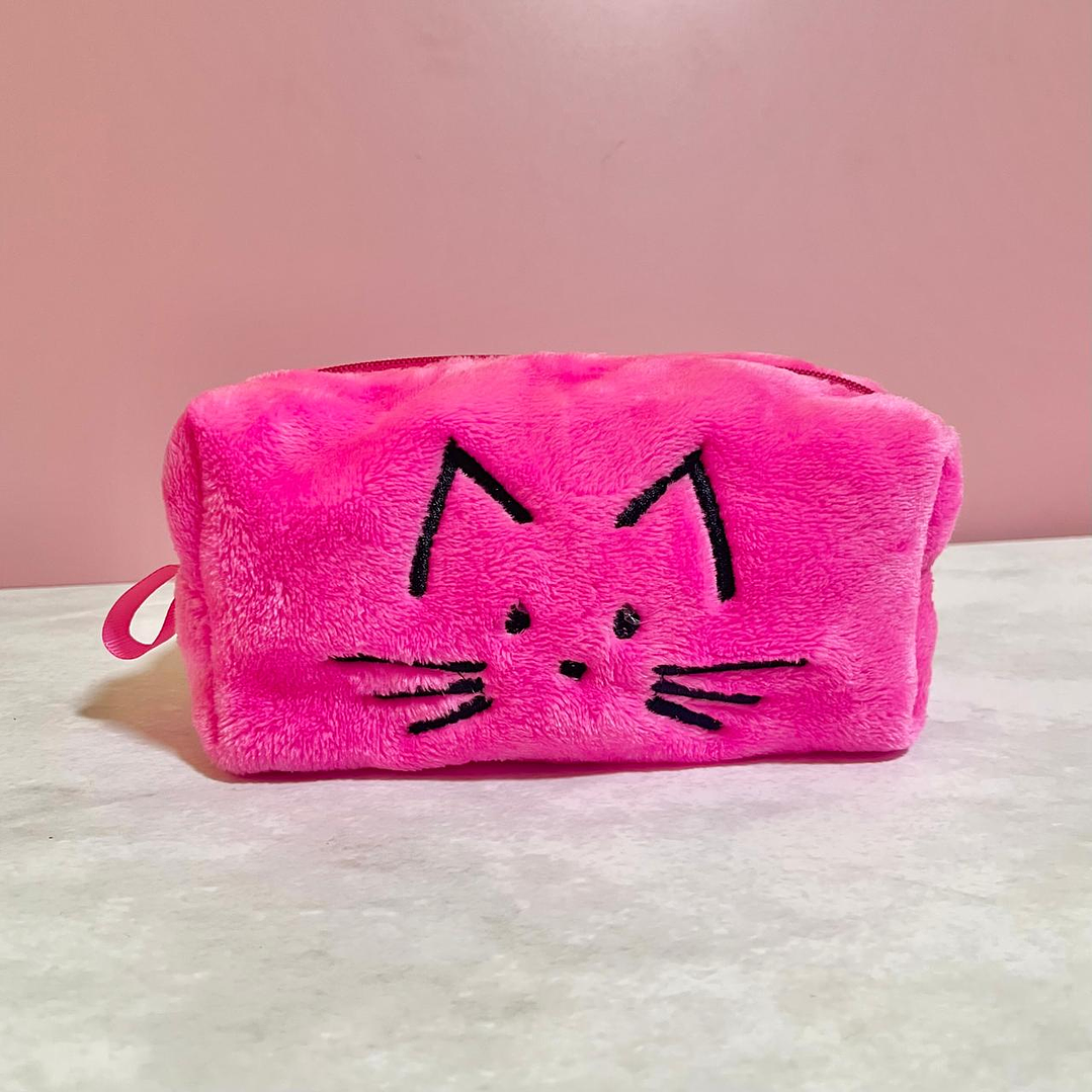 NECESER GATO PELUCHE ROSA 1