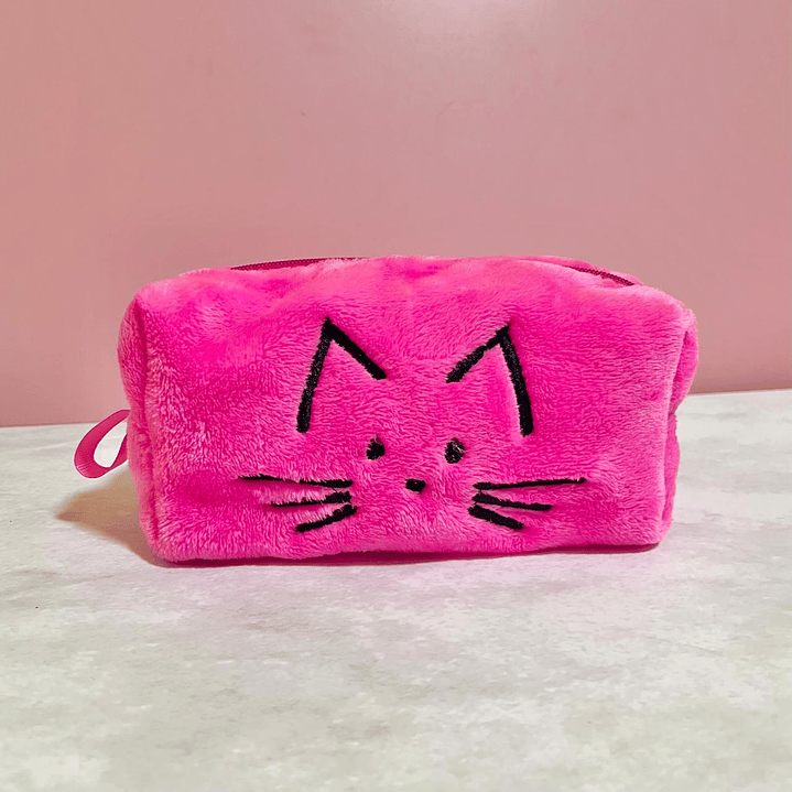 NECESER GATO PELUCHE ROSA 1