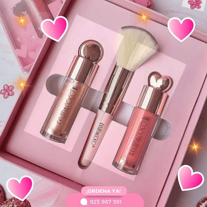 Kit rubor, iluminador y brocha 1