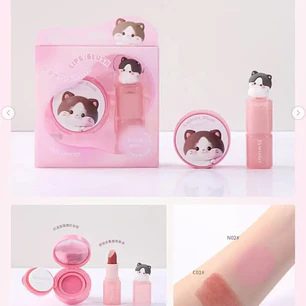 SET BÁLSAMO Y RUBOR CUSHION GATITO MANSLY