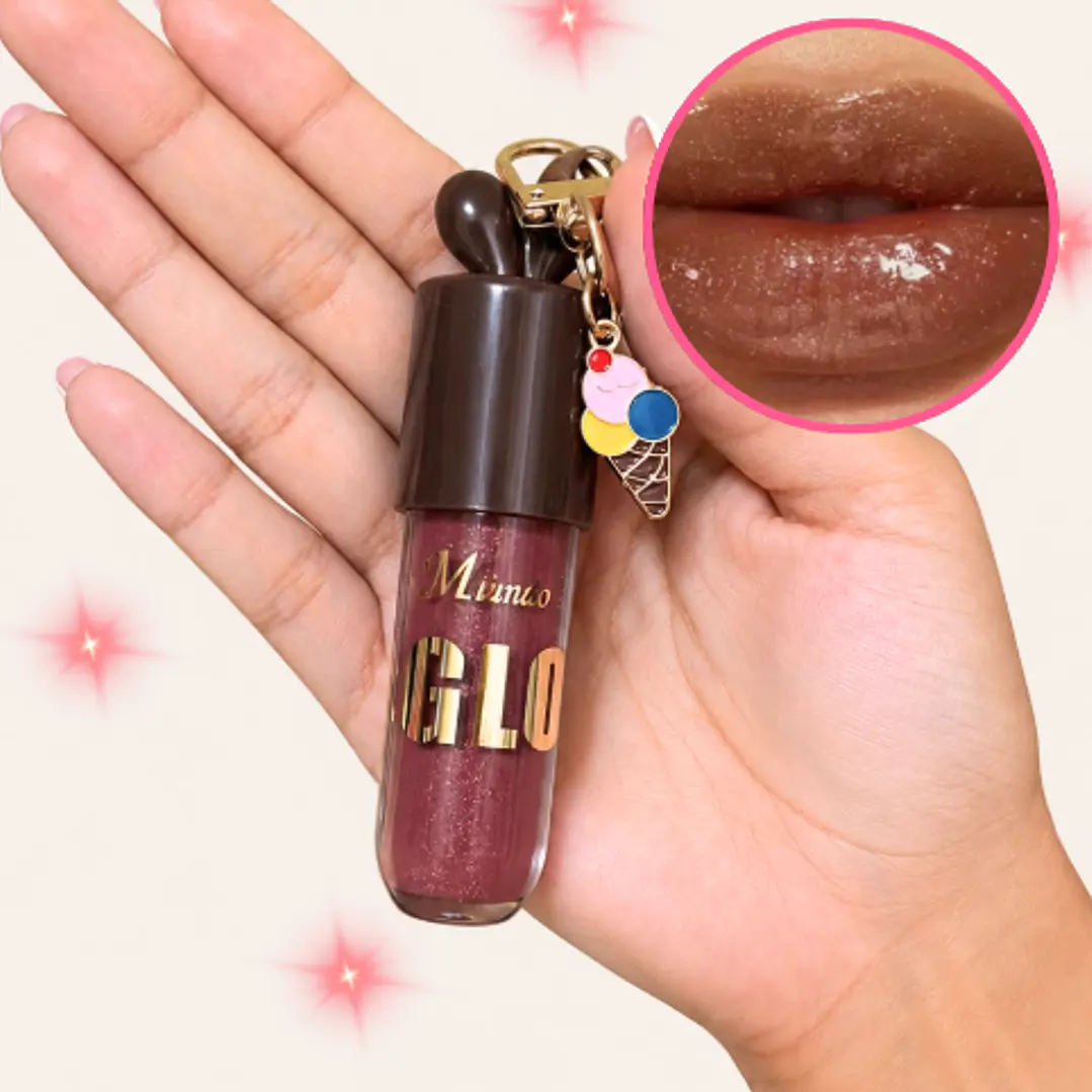 gloss marrón con llavero de helado 1