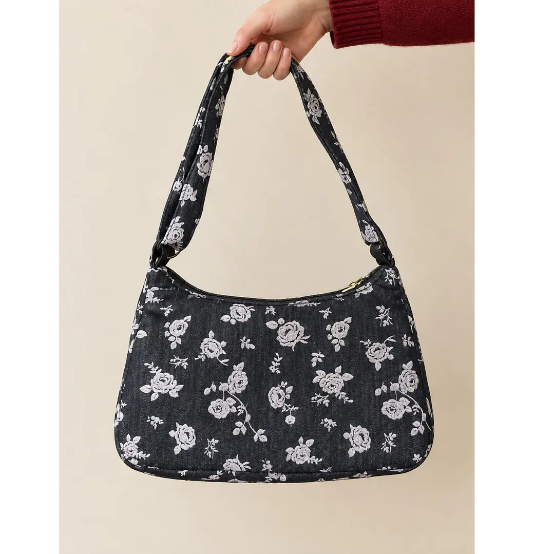cartera baguette flores rosas 1