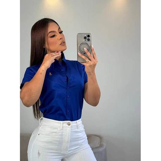 Blusa Manga Corta Popelina Tallas S-M-L-XL 6