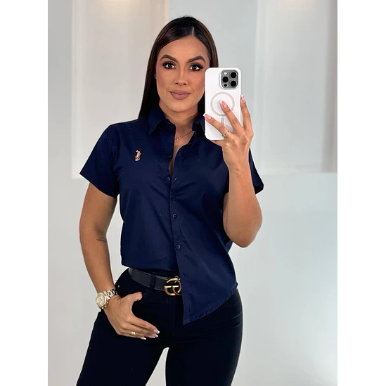 Blusa Manga Corta Popelina Tallas S-M-L-XL 11