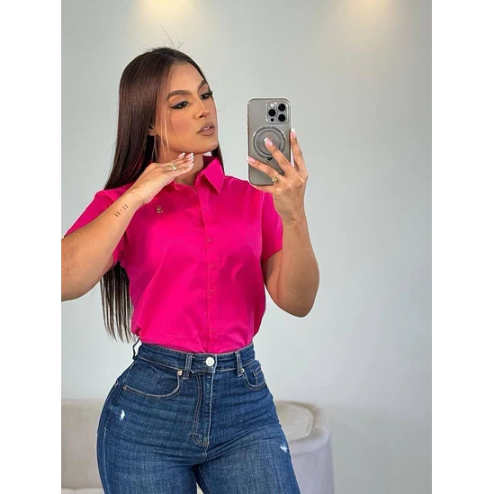 Blusa Manga Corta Popelina Tallas S-M-L-XL 13