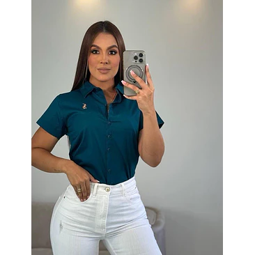 Blusa Manga Corta Popelina Tallas S-M-L-XL 14