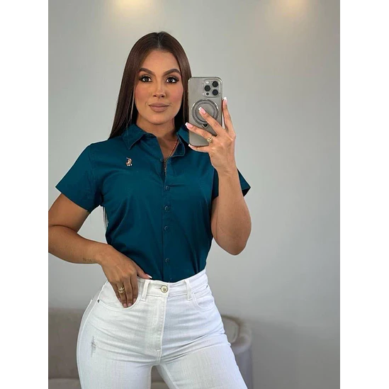 Blusa Manga Corta Popelina Tallas S-M-L-XL 14